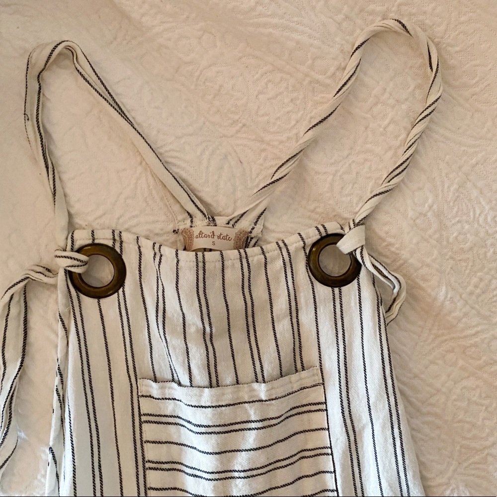 striped overalls